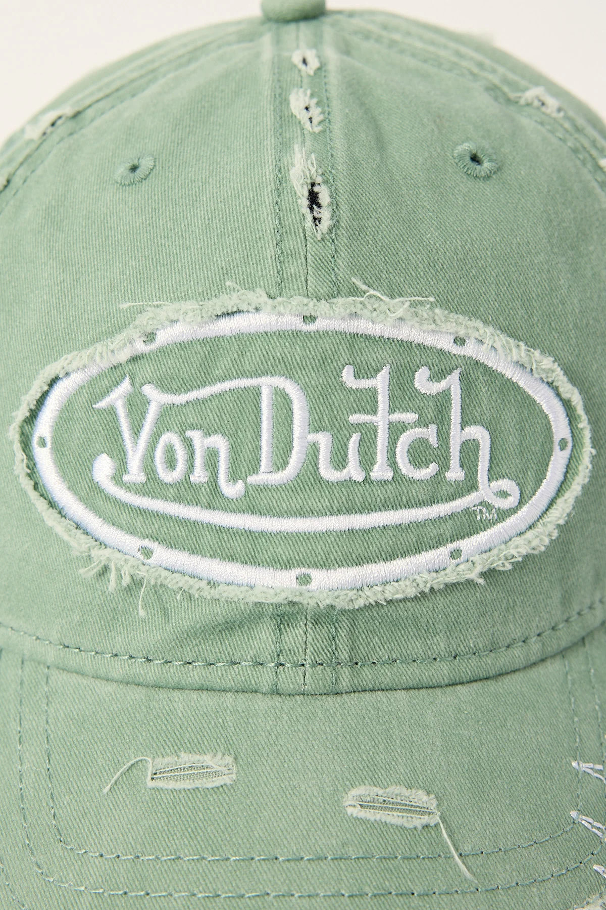 VON DUTCH Distressed Zigzag Dad Cap - Sage