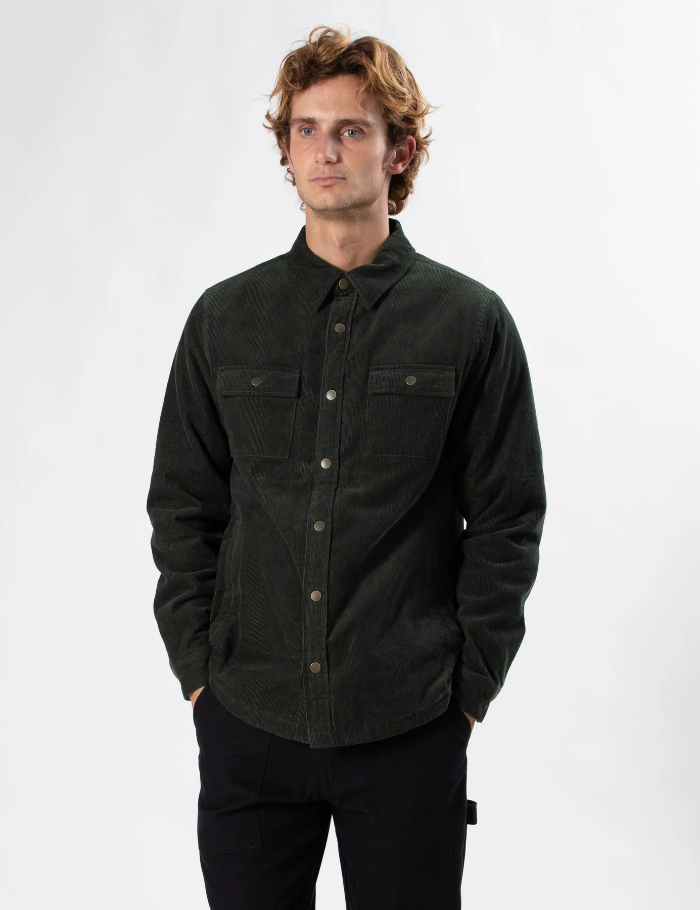 MR SIMPLE Quilted Cord Jacket - Pine