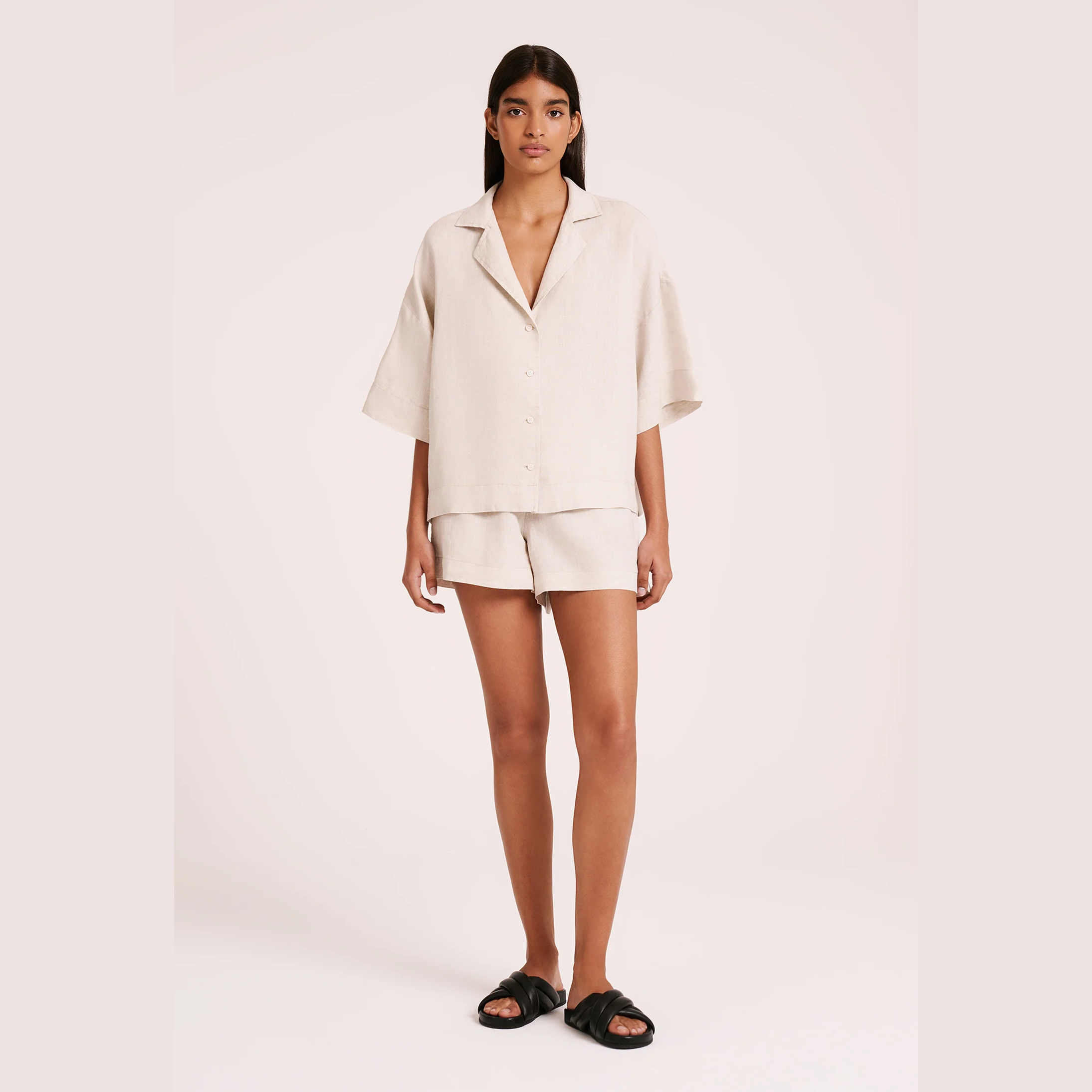 NUDE LUCY lounge linen short- natural