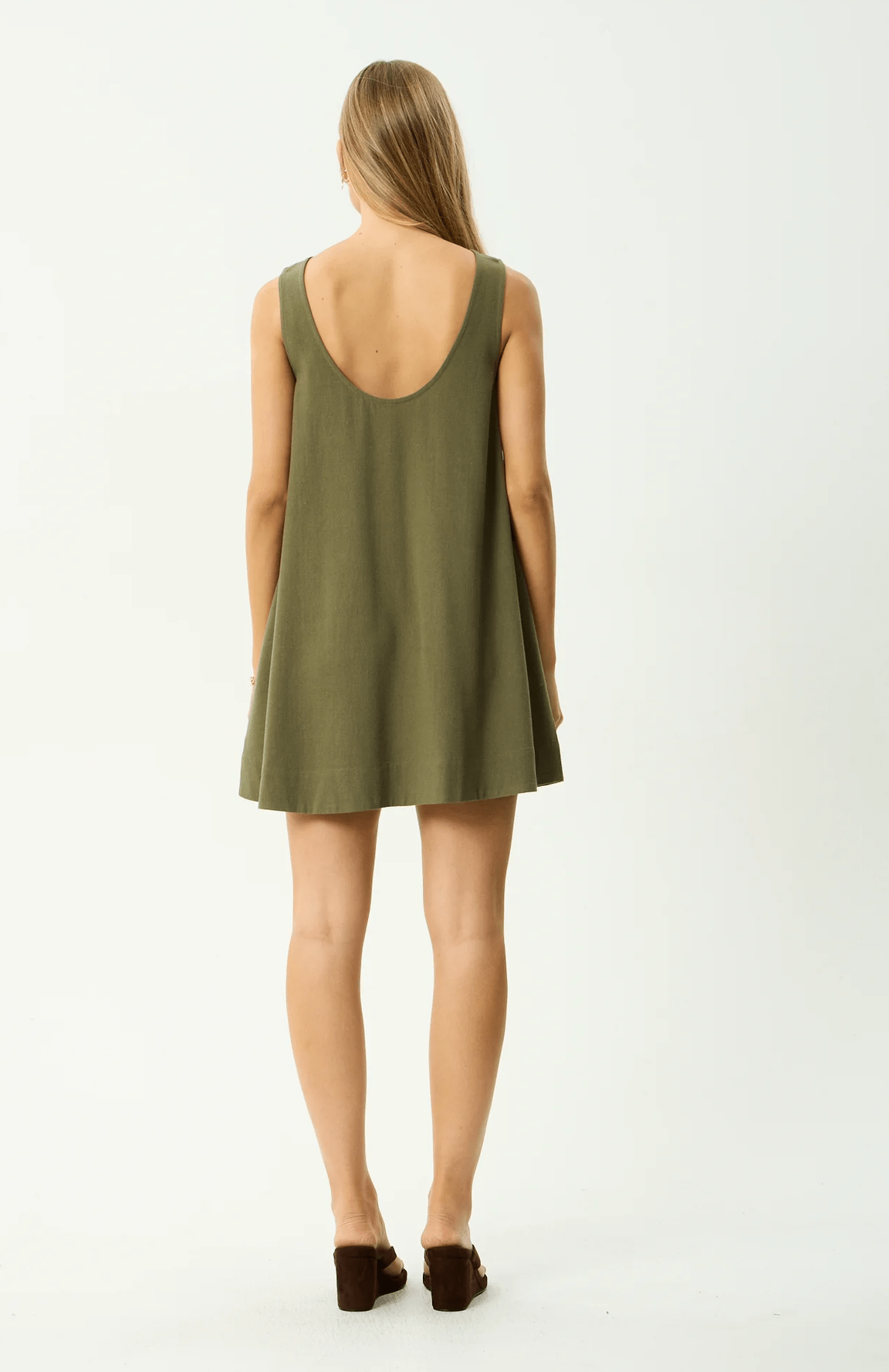 AFENDS Halle Linen MIni Dress - Deep Olive