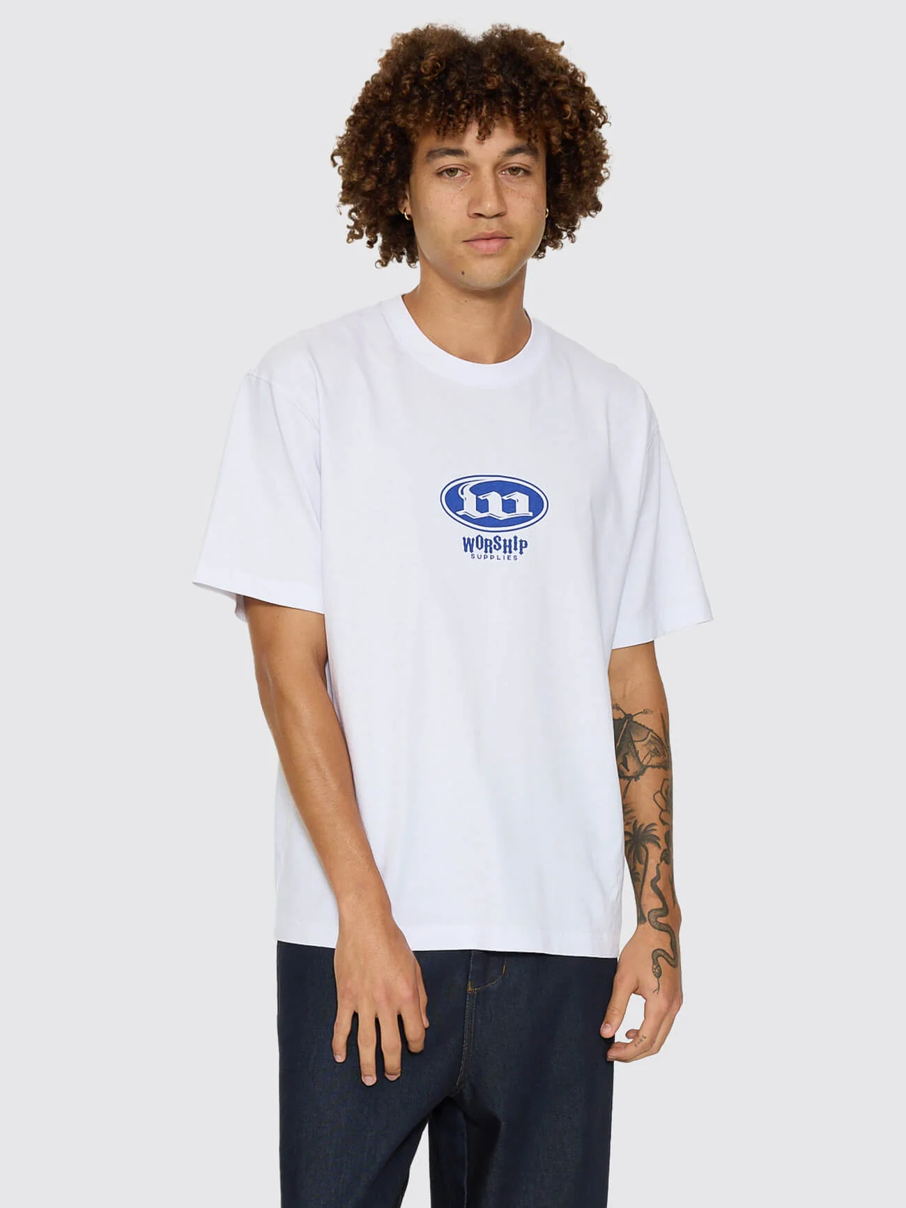 WORSHIP Morality Box Crop Panel Raglan Tee - White