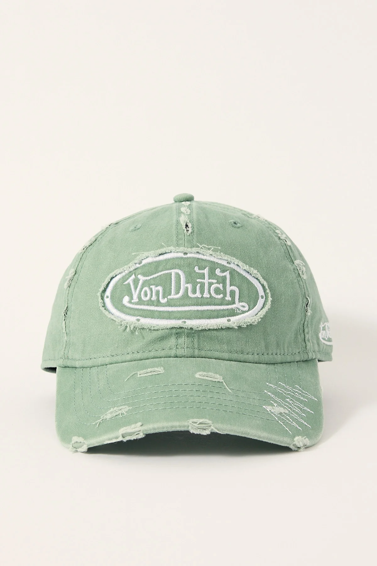 VON DUTCH Distressed Zigzag Dad Cap - Sage