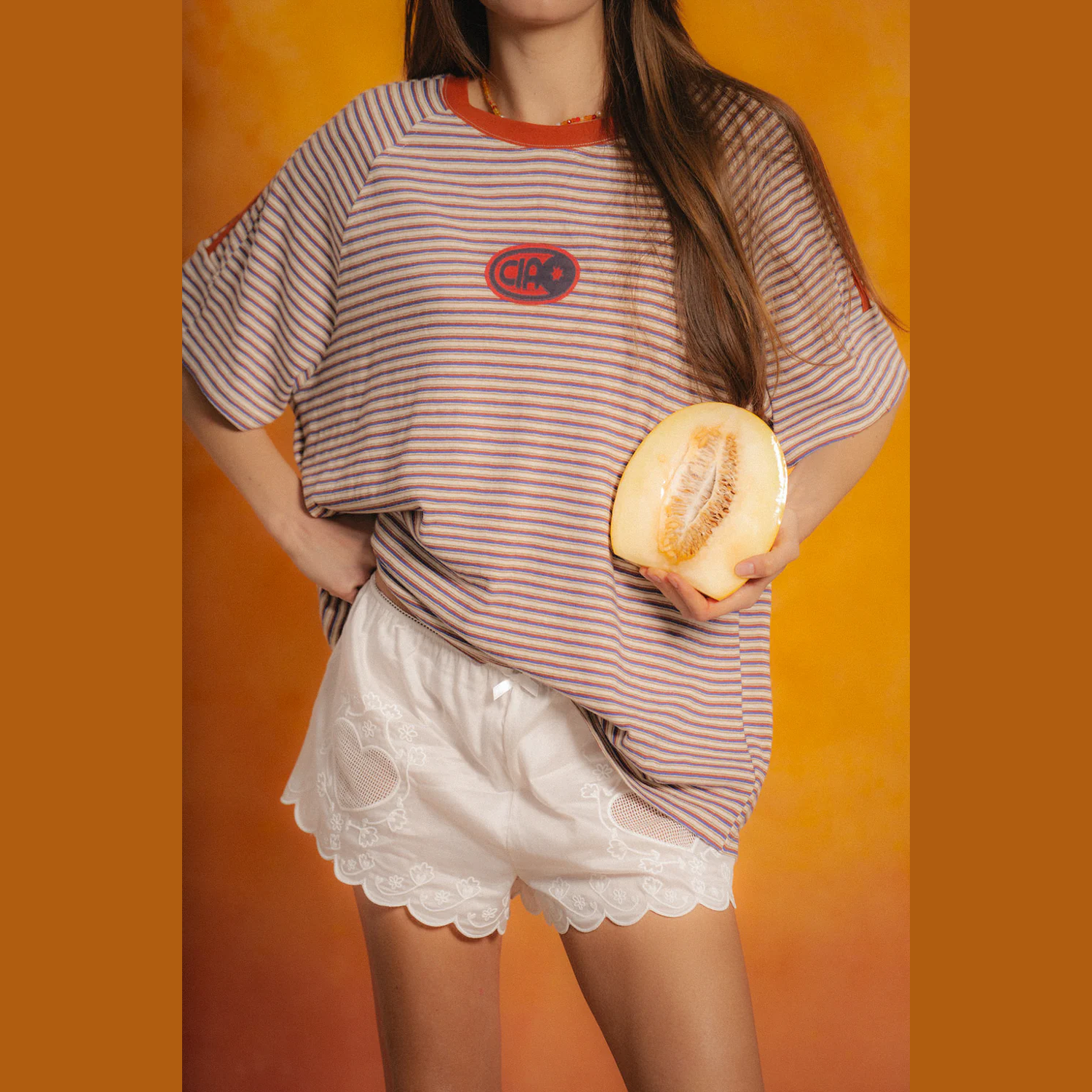 CIAO CIAO VACATION Amber stripe racer tee