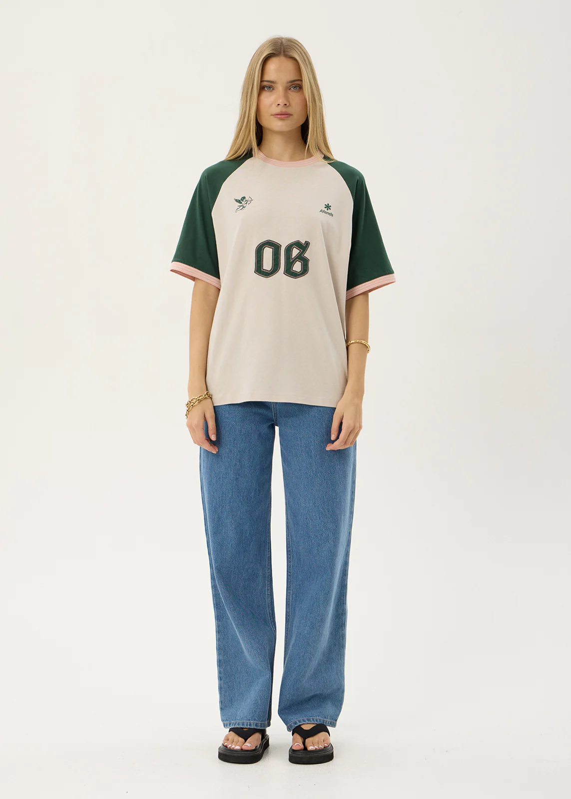 AFENDS Give em hell oversized tee - Moonbeam