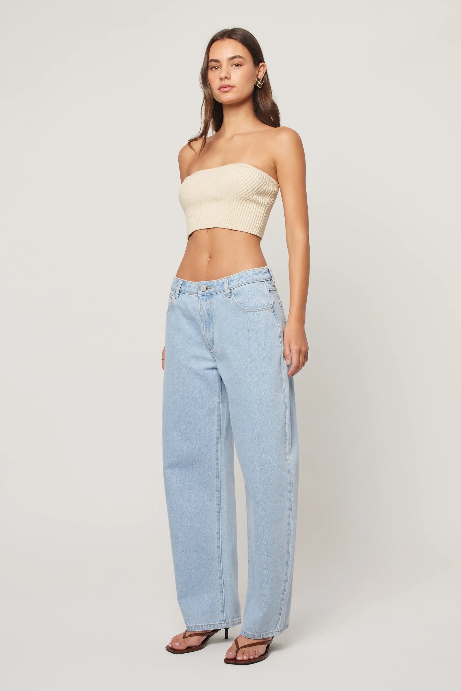 ABRAND 95 Mid barrel jean kendall - Light vintage blue