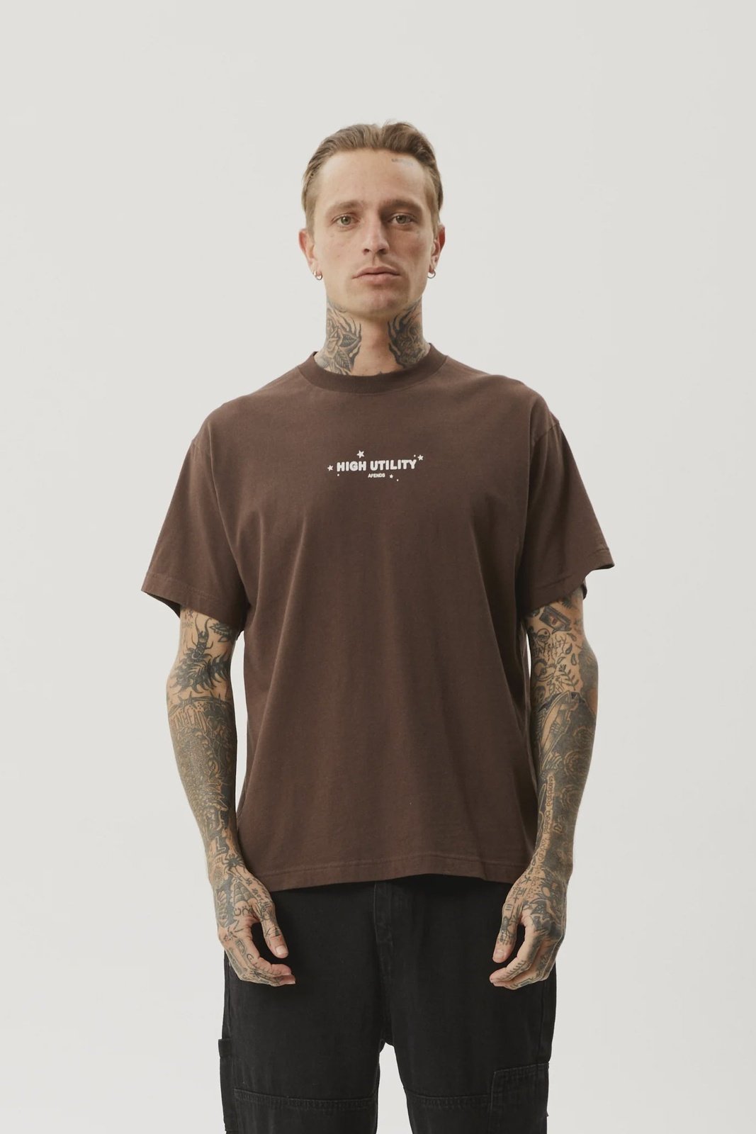 AFENDS High utility boxy t-shirt - Coffee
