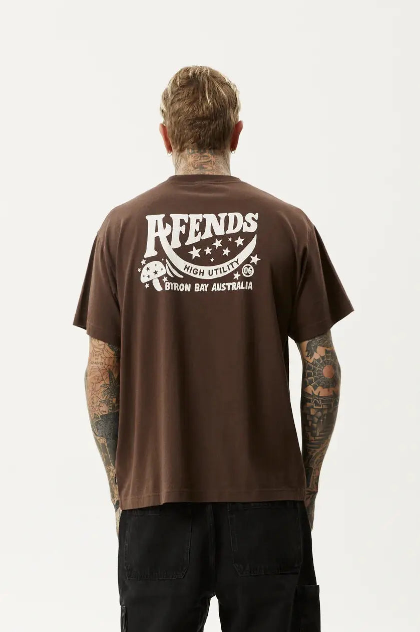 AFENDS High utility boxy t-shirt - Coffee
