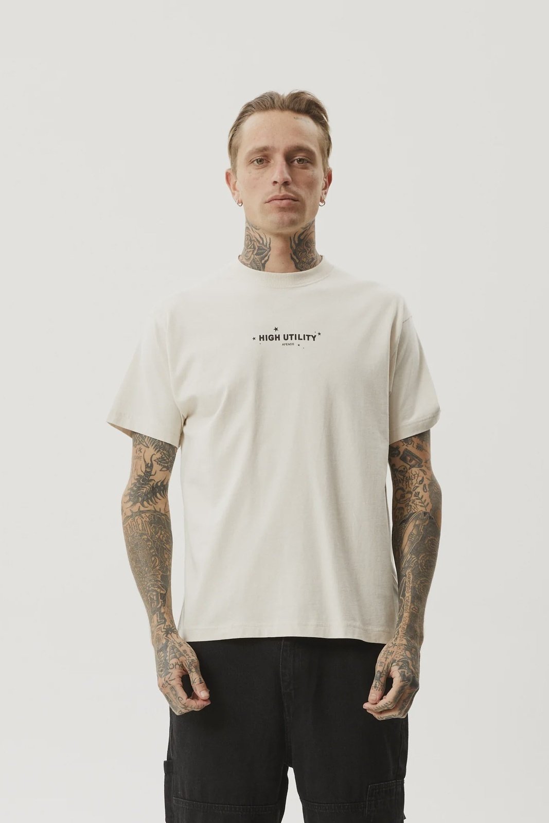 AFENDS High utility boxy t-shirt - Moonbeam