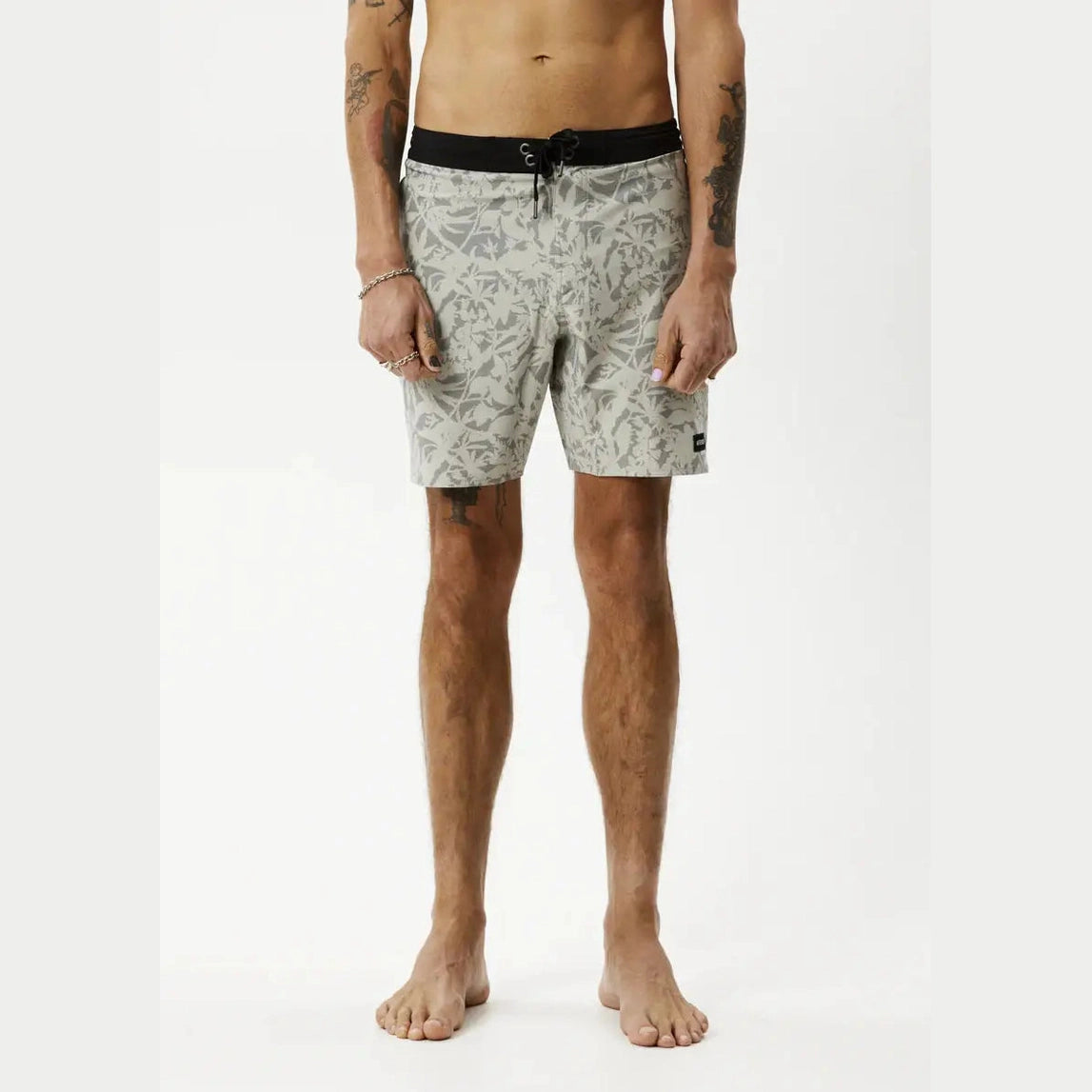 AFENDS - fixed waist boardshorts - olive floral