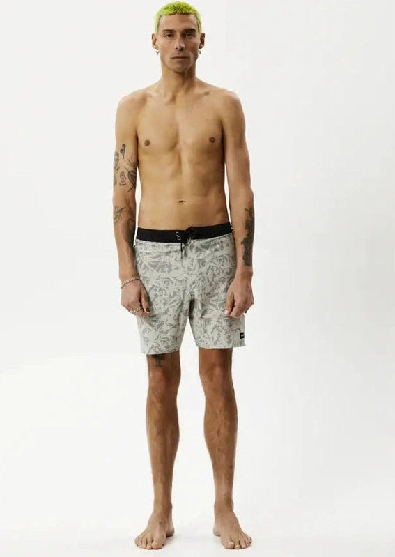 AFENDS - fixed waist boardshorts - olive floral