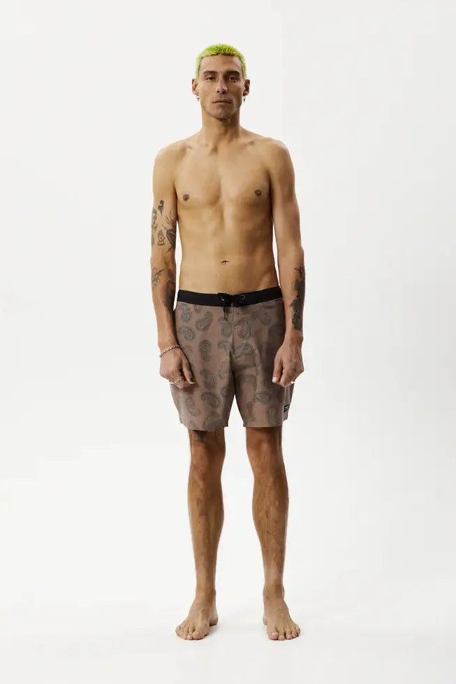 AFENDS - paisley fixed waist boardshorts - toffee