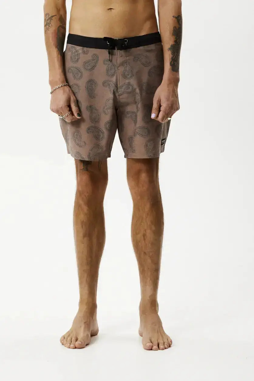 AFENDS - paisley fixed waist boardshorts - toffee