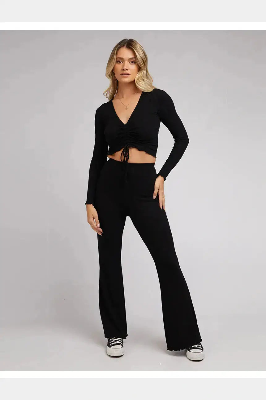 ALL ABOUT EVE AAE rib flare pants - Black