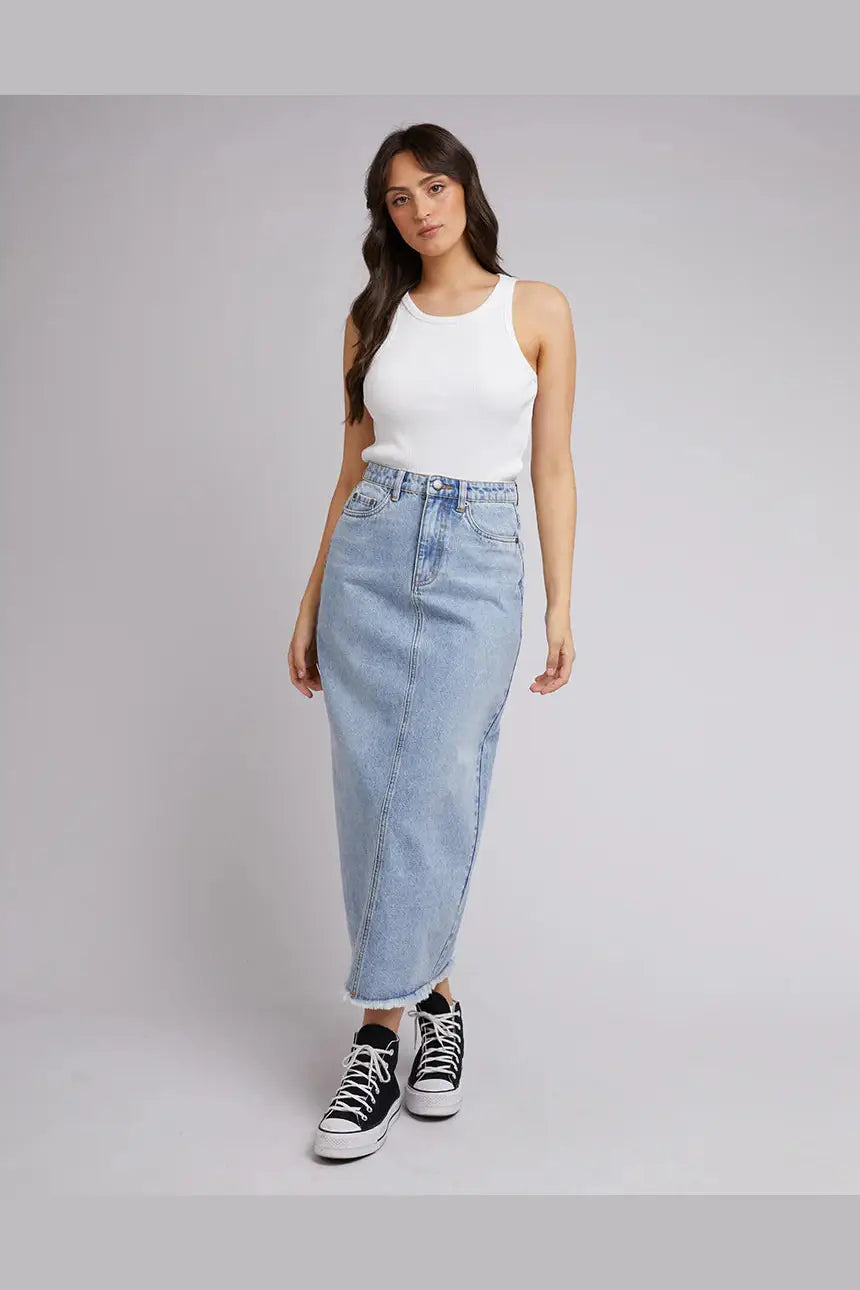 ALL ABOUT EVE Ray denim maxi skirt - Light blue