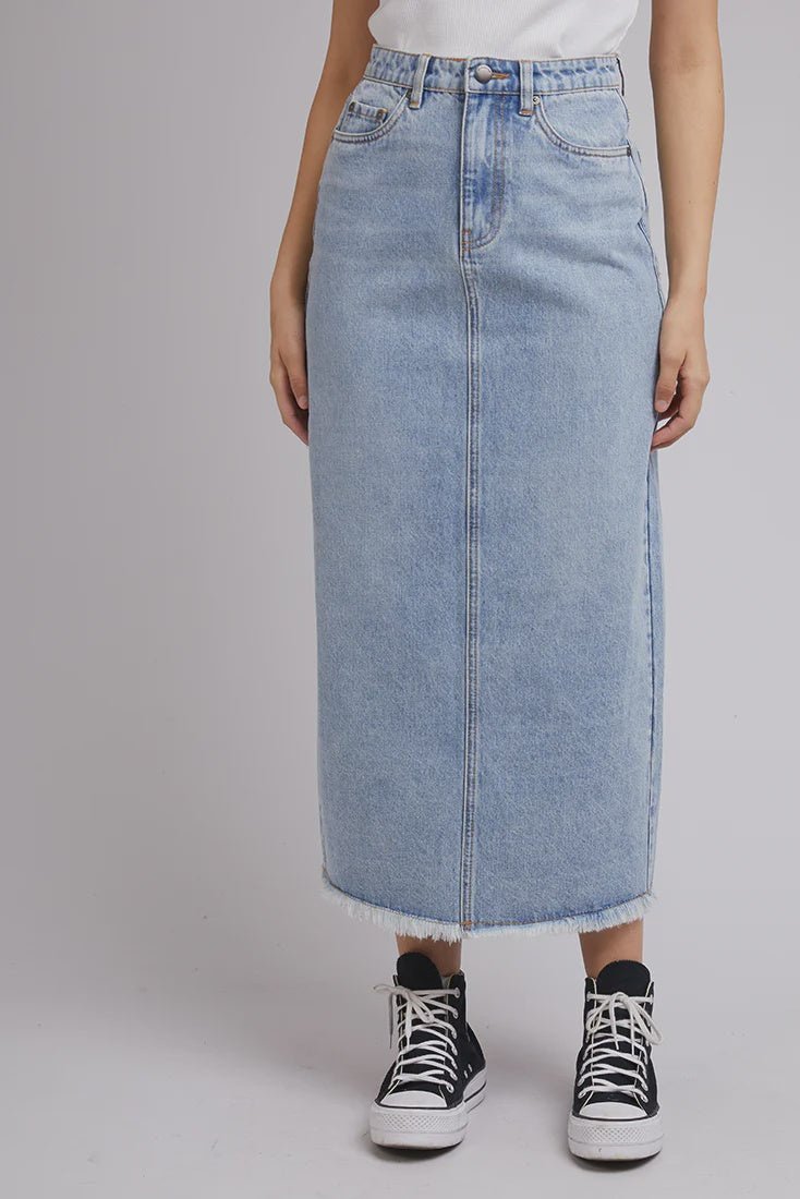 ALL ABOUT EVE Ray denim maxi skirt - Light blue