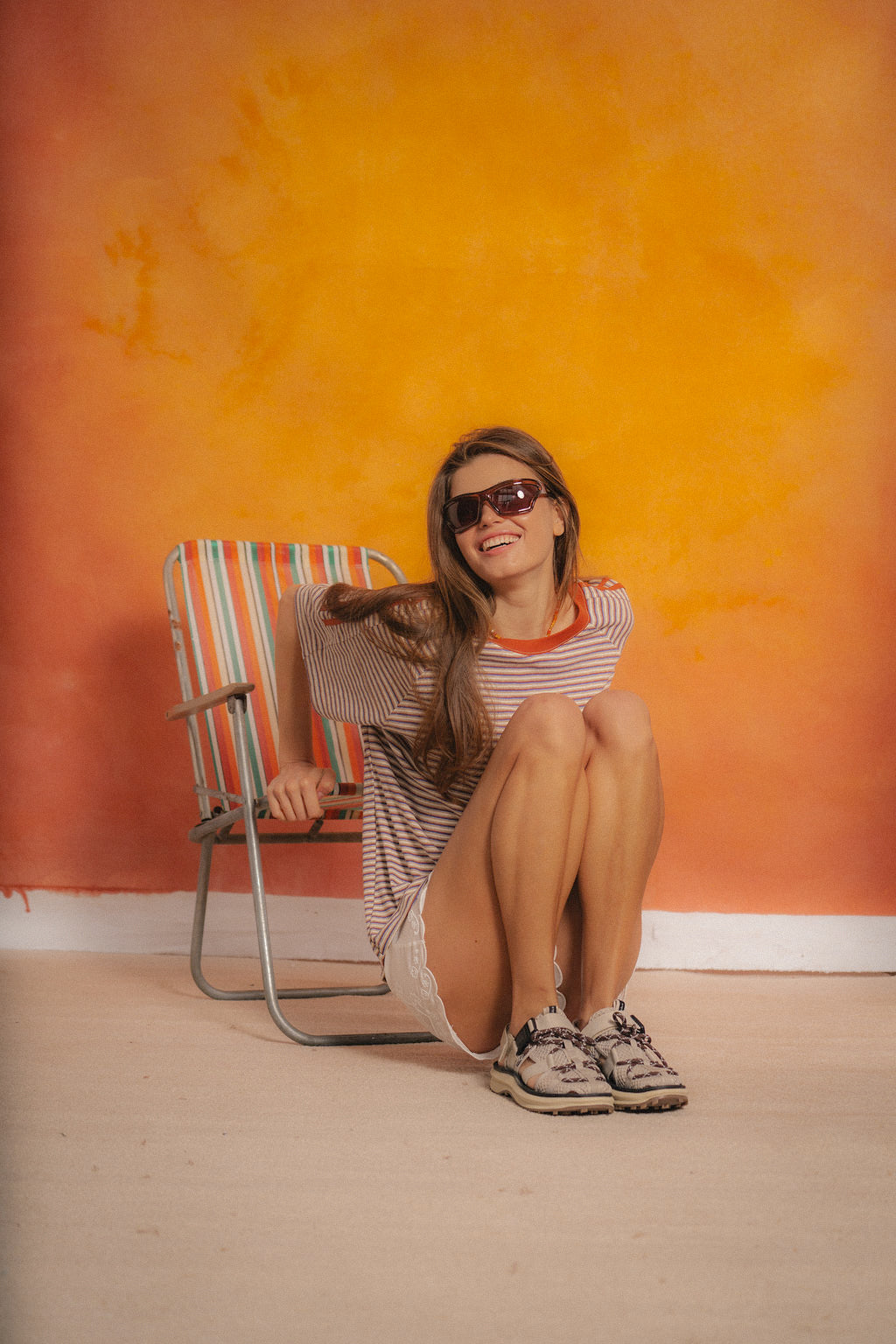 CIAO CIAO VACATION Amber stripe racer tee