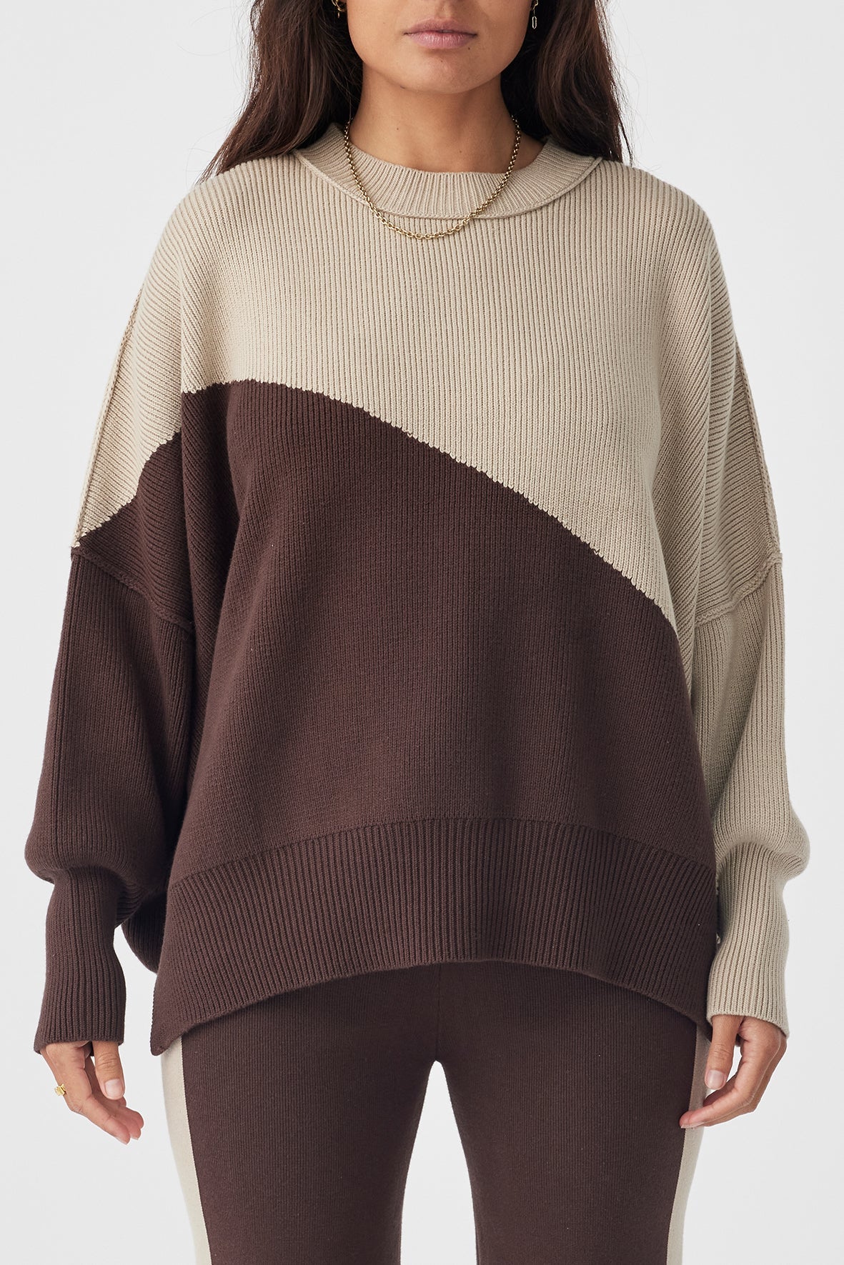 ARCAA Neo sweater - Chocolate & taupe