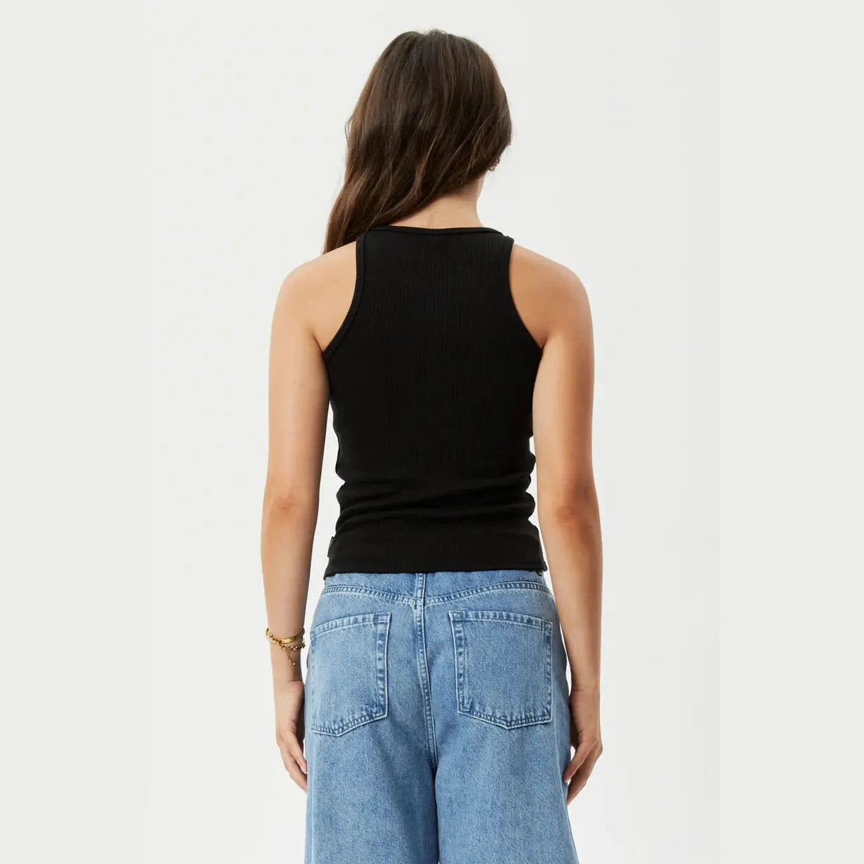 Afends Pearly Hemp Rib Singlet - Black