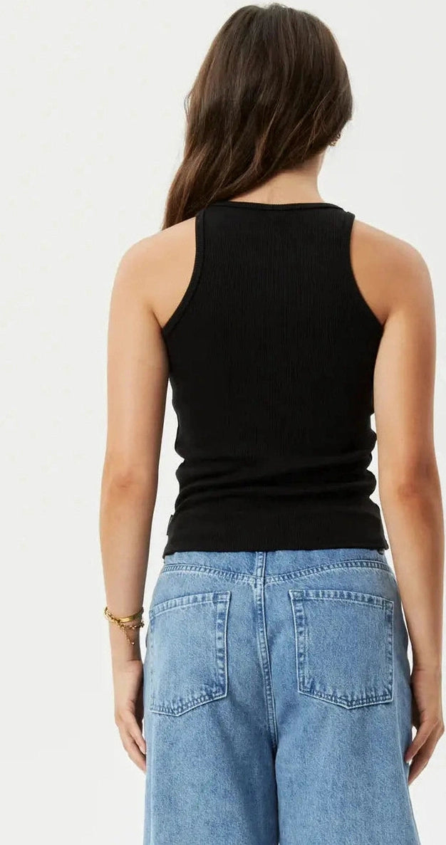 Afends Pearly Hemp Rib Singlet - Black