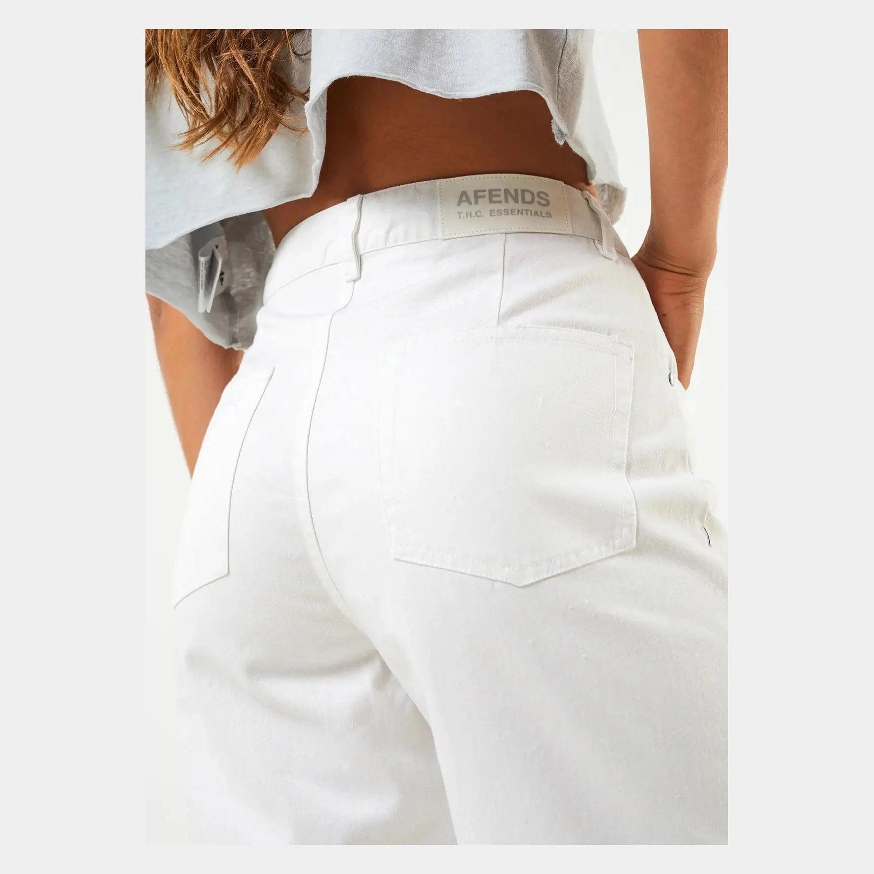 Afends Shelby - Hemp Twill Wide Leg Pants - White