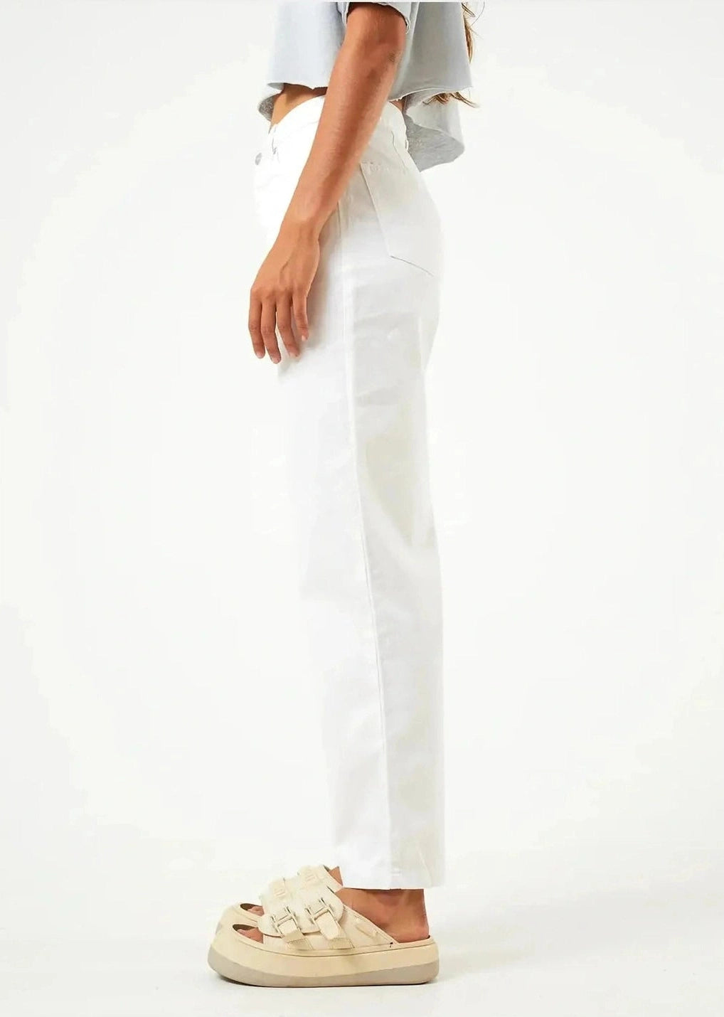 Afends Shelby - Hemp Twill Wide Leg Pants - White