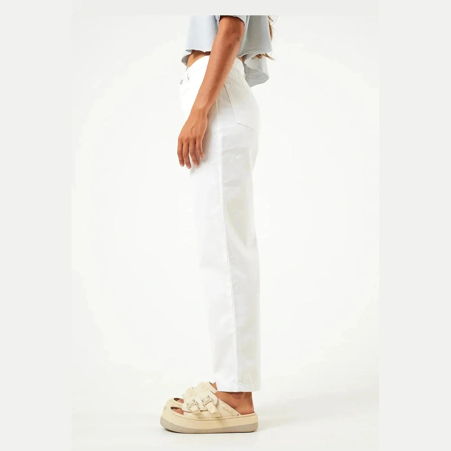 Afends Shelby - Hemp Twill Wide Leg Pants - White