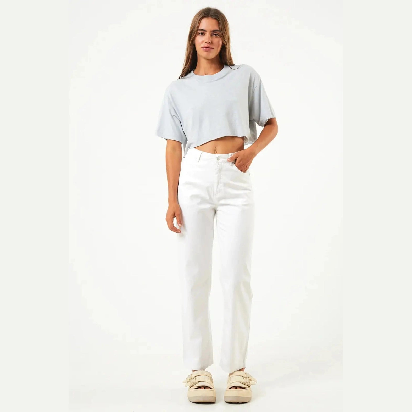 Afends Shelby - Hemp Twill Wide Leg Pants - White