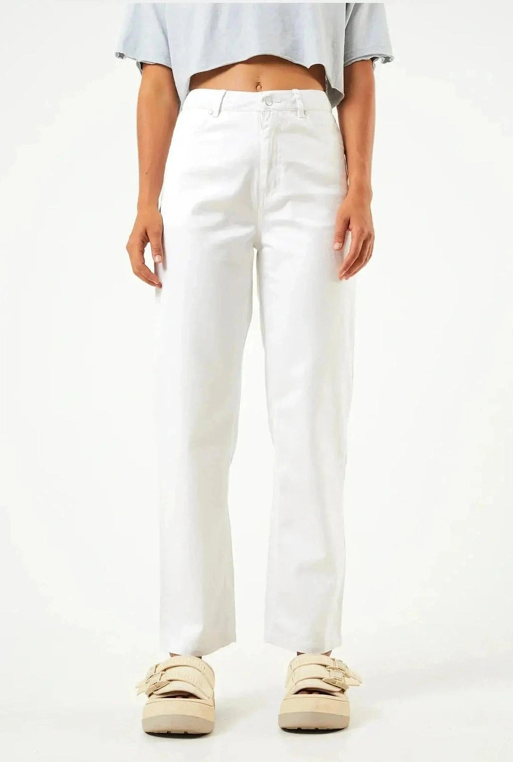 Afends Shelby - Hemp Twill Wide Leg Pants - White