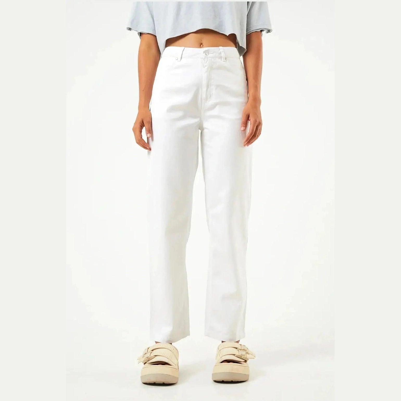 Afends Shelby - Hemp Twill Wide Leg Pants - White
