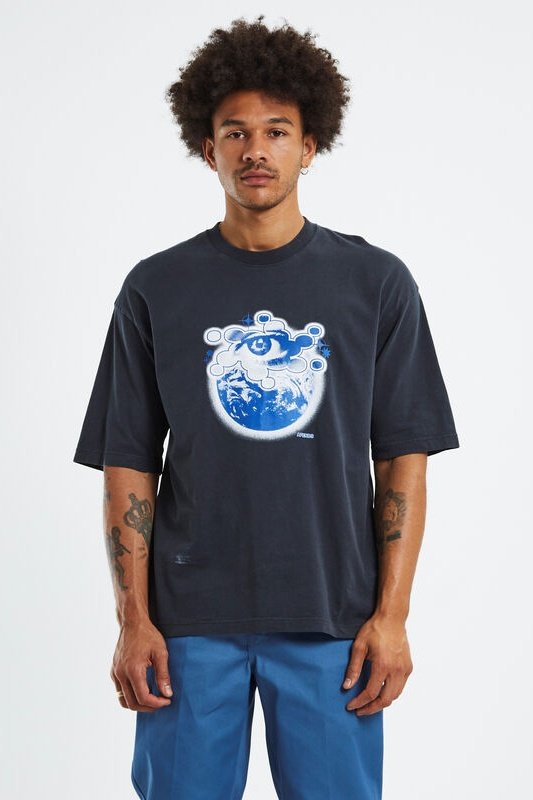 Afends Spiral - Recycled Oversized Graphic T-Shirt - Washed Black