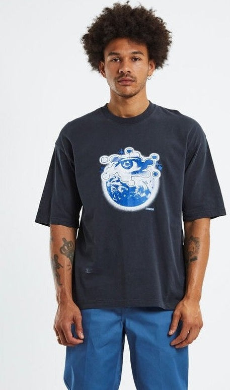 Afends Spiral - Recycled Oversized Graphic T-Shirt - Washed Black