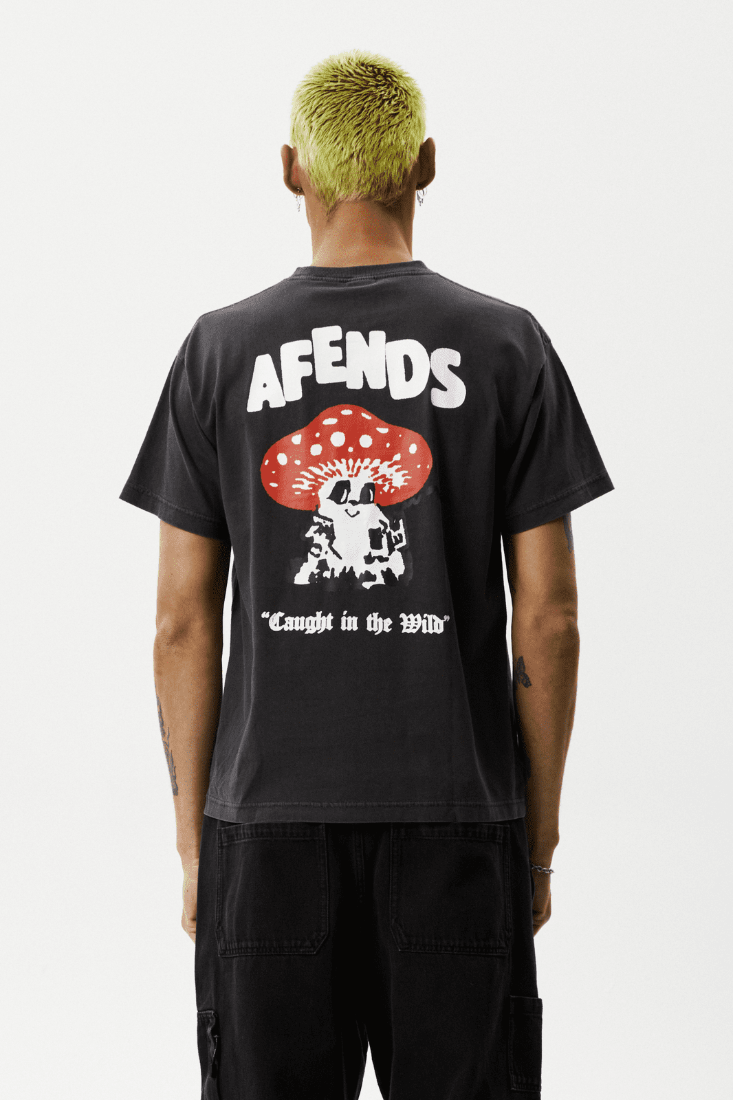Afends caught in the wild - recycled oversized graphic t-shirt - stone black