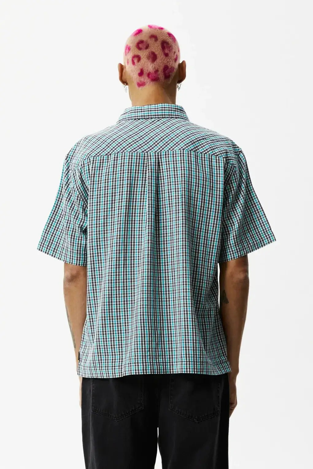 Afends checkers recycled short sleeve- black