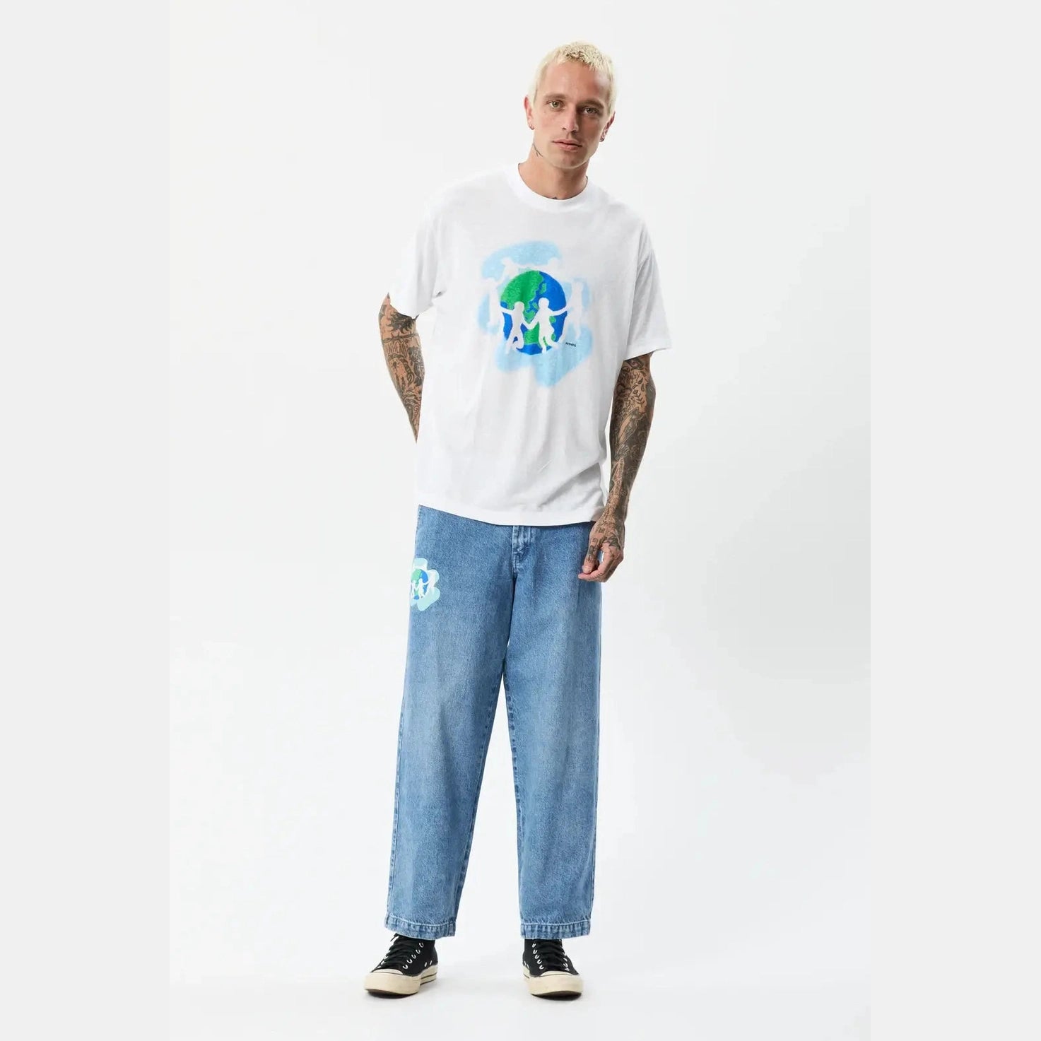 Afends cosmic hemp oversized tee - white