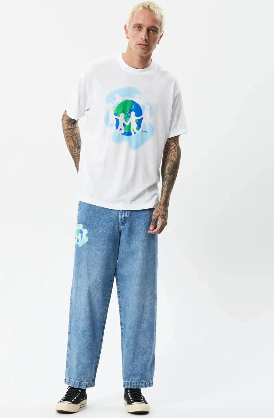 Afends cosmic hemp oversized tee - white