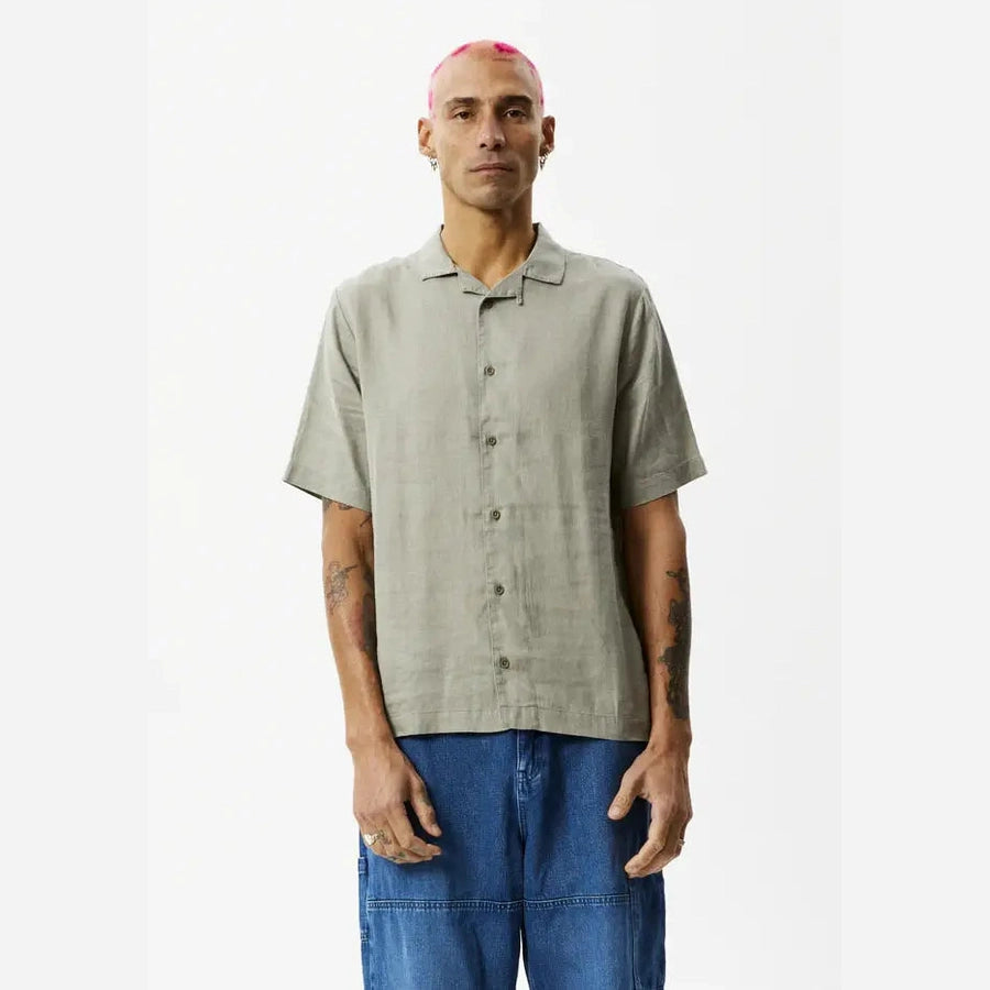 Afends hemp cuban s/s shirt - olive