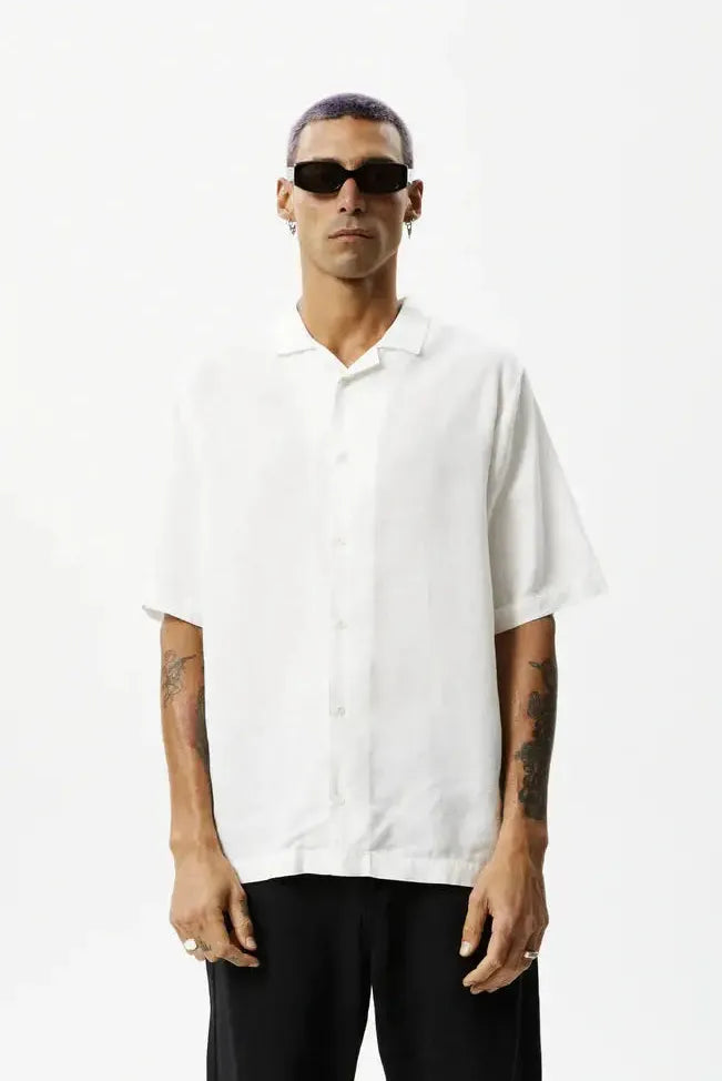Afends hemp cuban s/s shirt - white