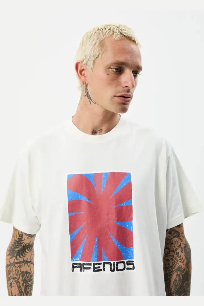 Afends holiday - recycled oversized graphic t-shirt - off white