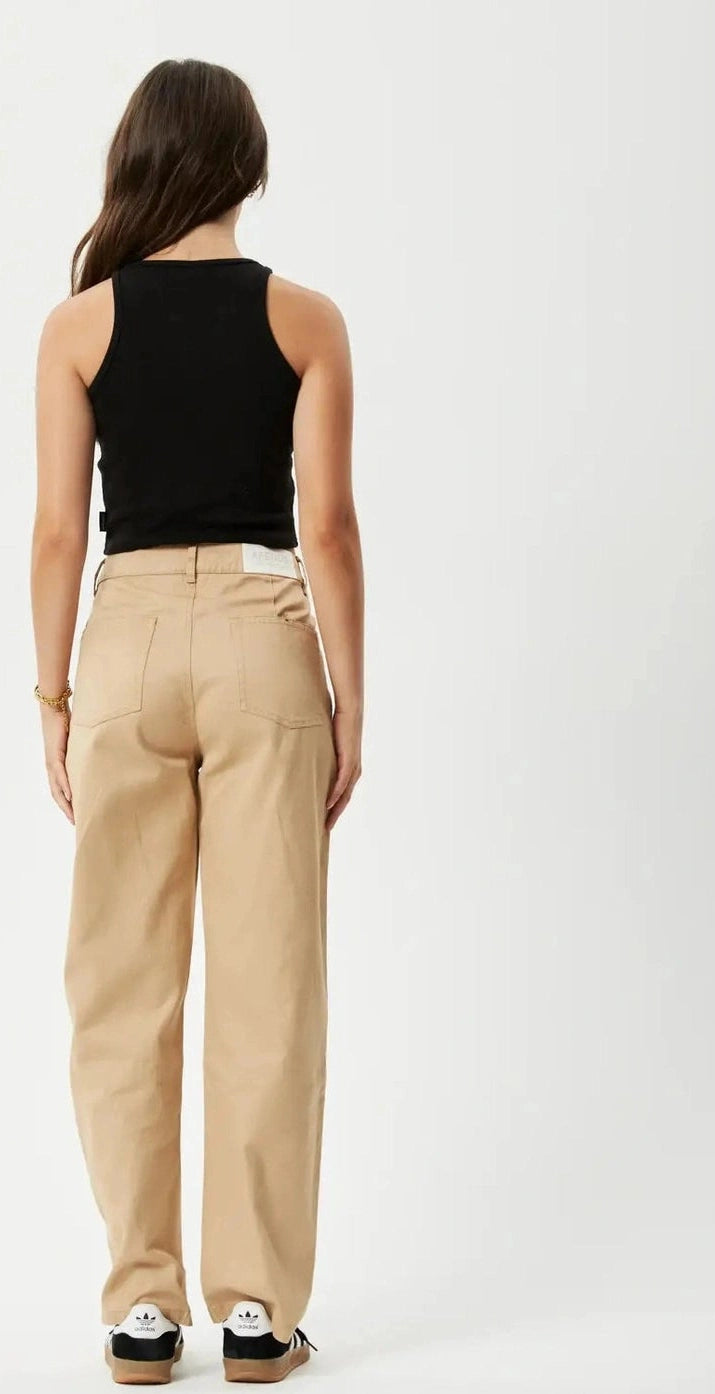 Afends shelby hemp wide leg pant long- tan