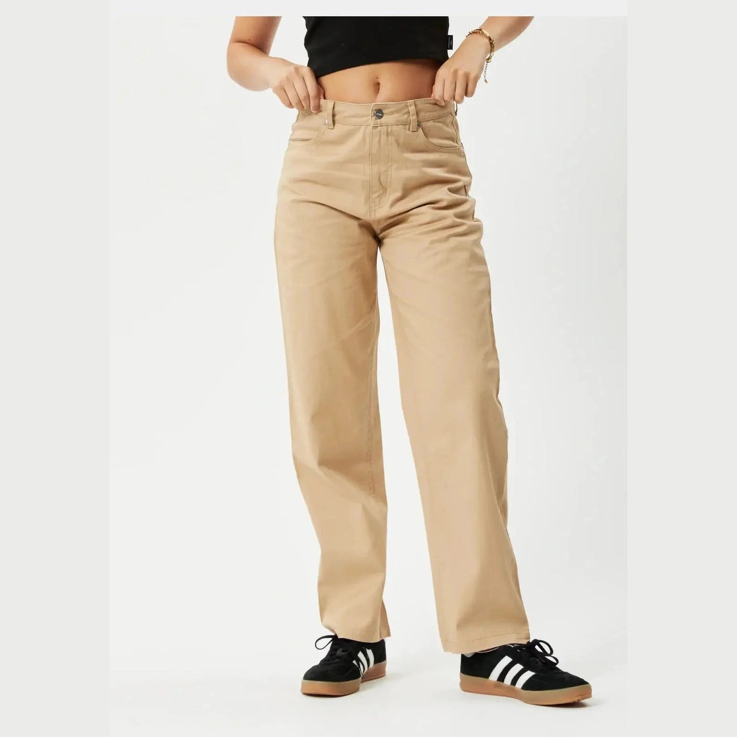 Afends shelby hemp wide leg pant long- tan