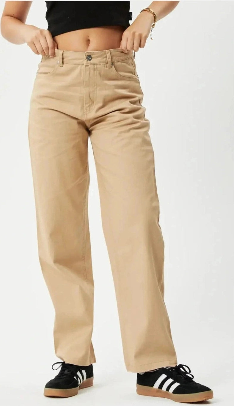 Afends shelby hemp wide leg pant long- tan