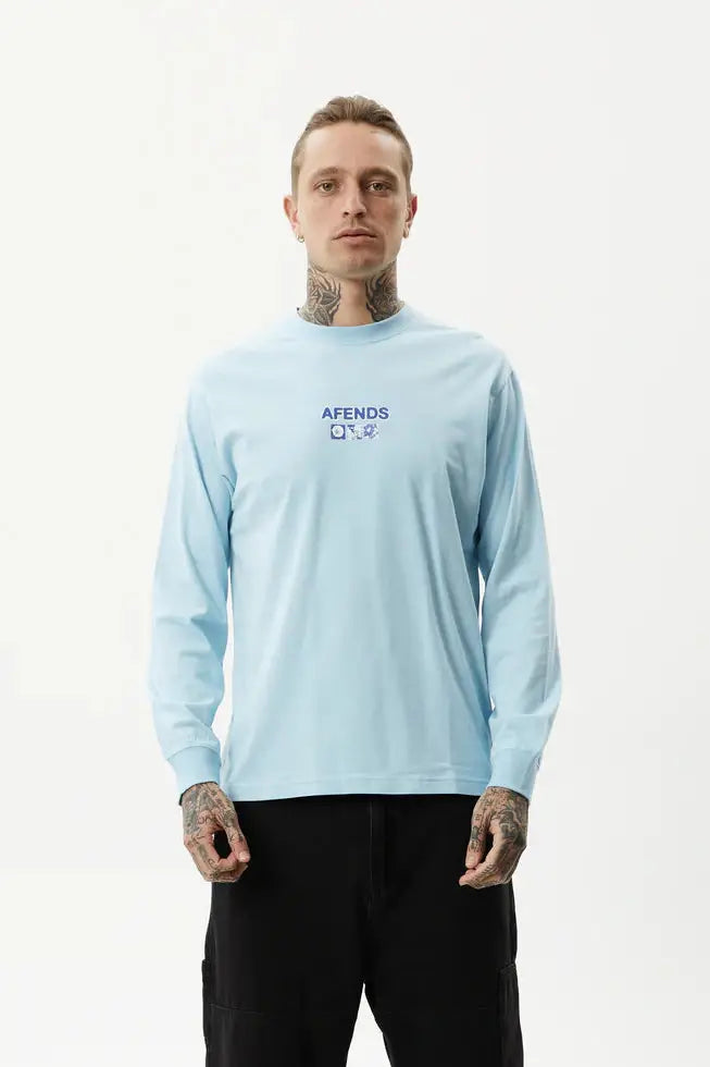 Afends spiral - recycled long sleeve graphic t-shirt - sky blue
