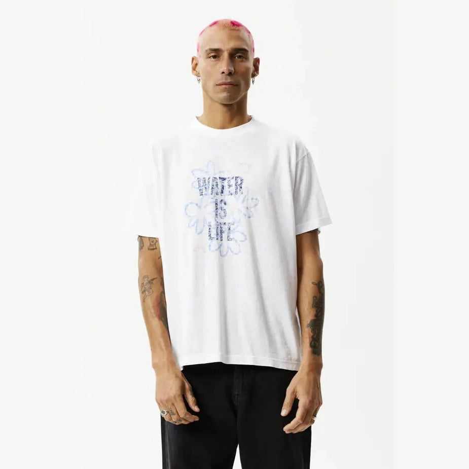 Afends waterfall hemp regular fit tee - white