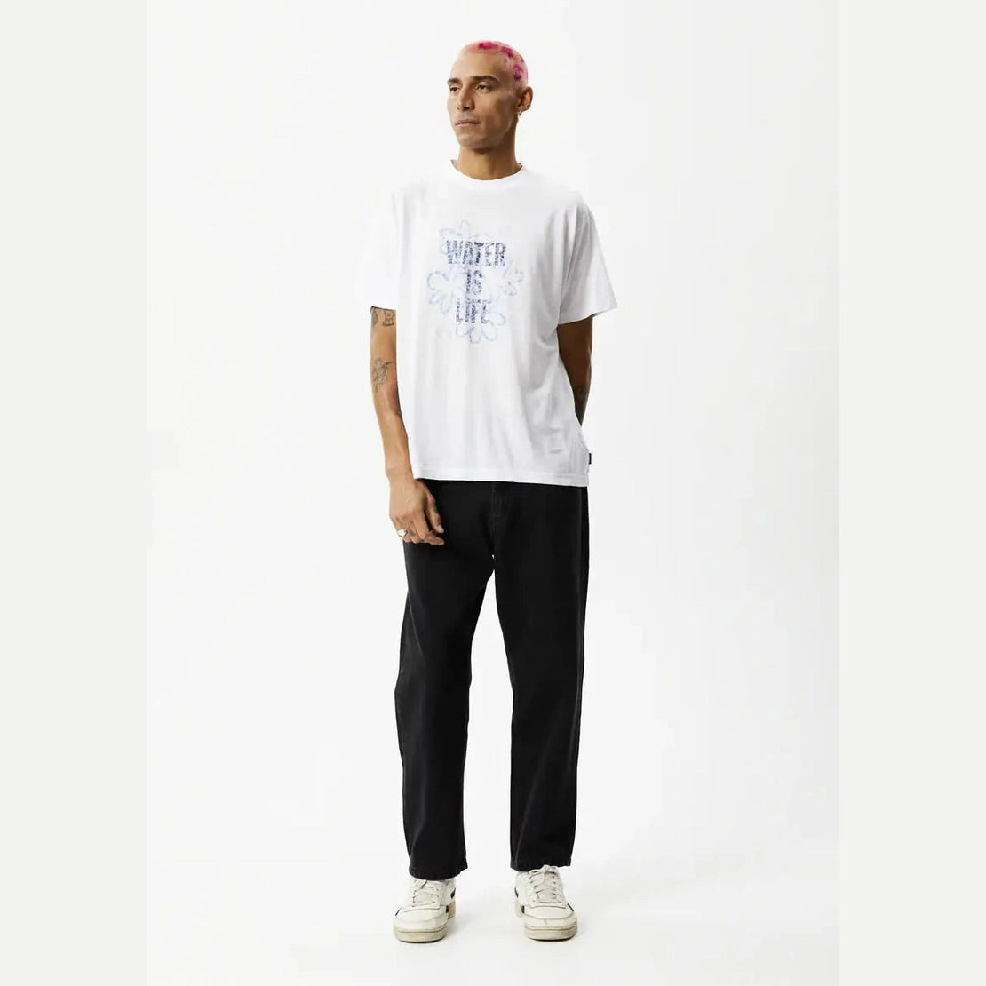 Afends waterfall hemp regular fit tee - white