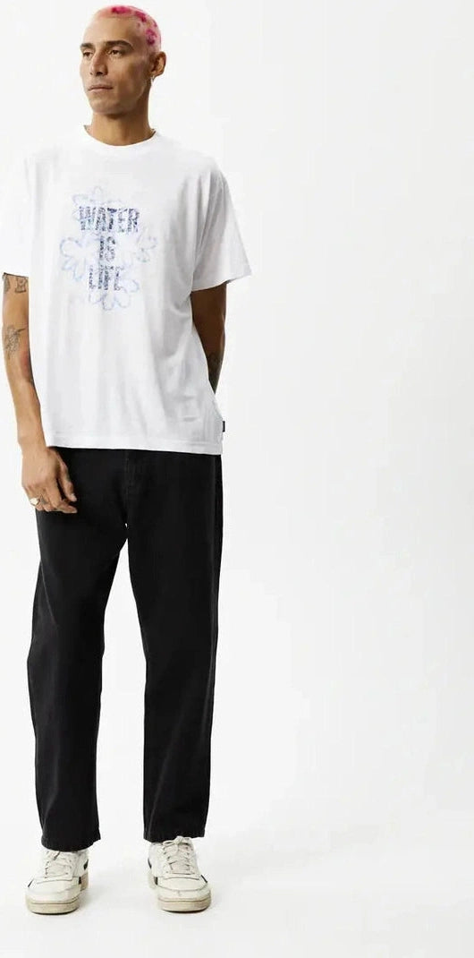 Afends waterfall hemp regular fit tee - white
