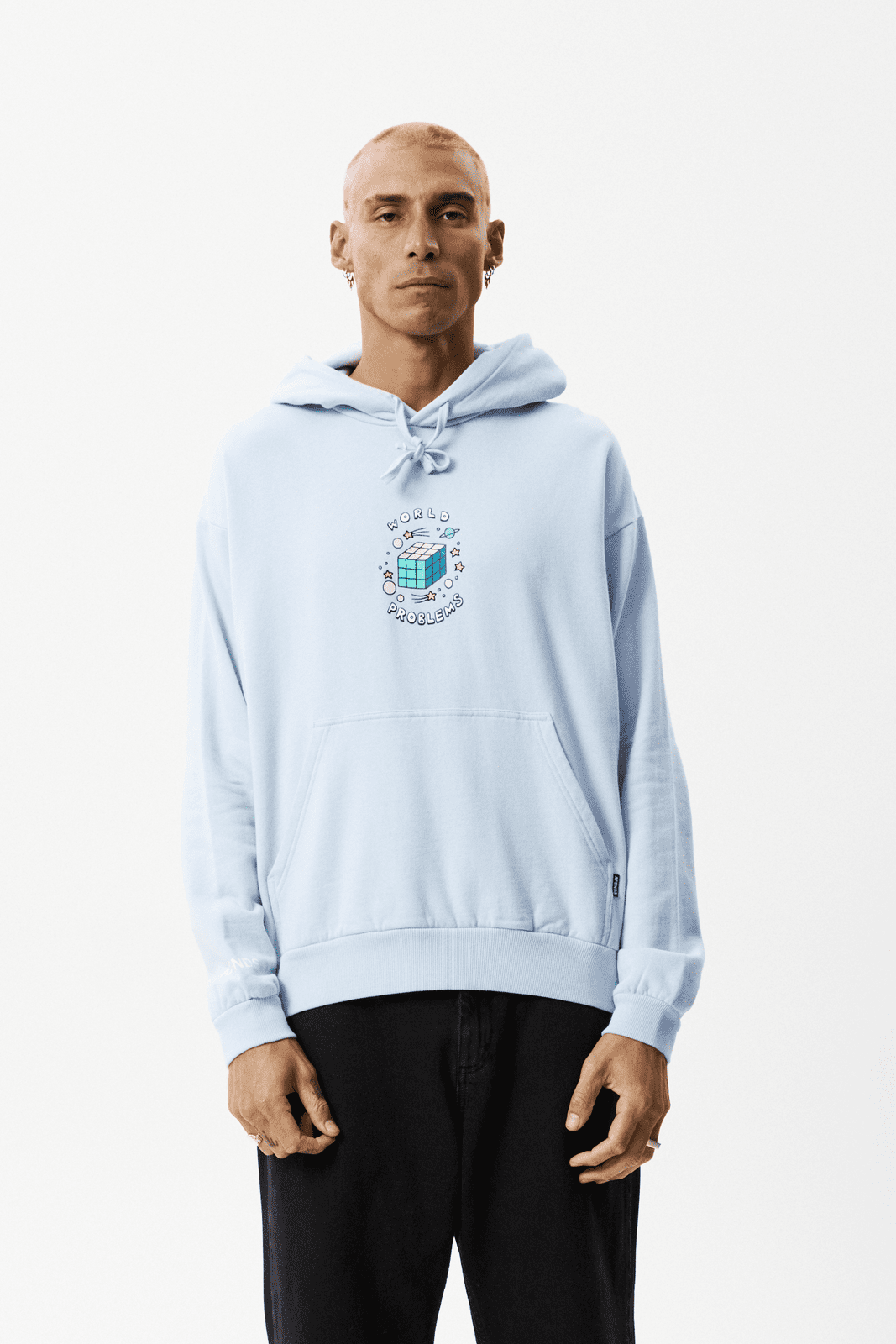Afends world problems recycled hoodie- powder blue