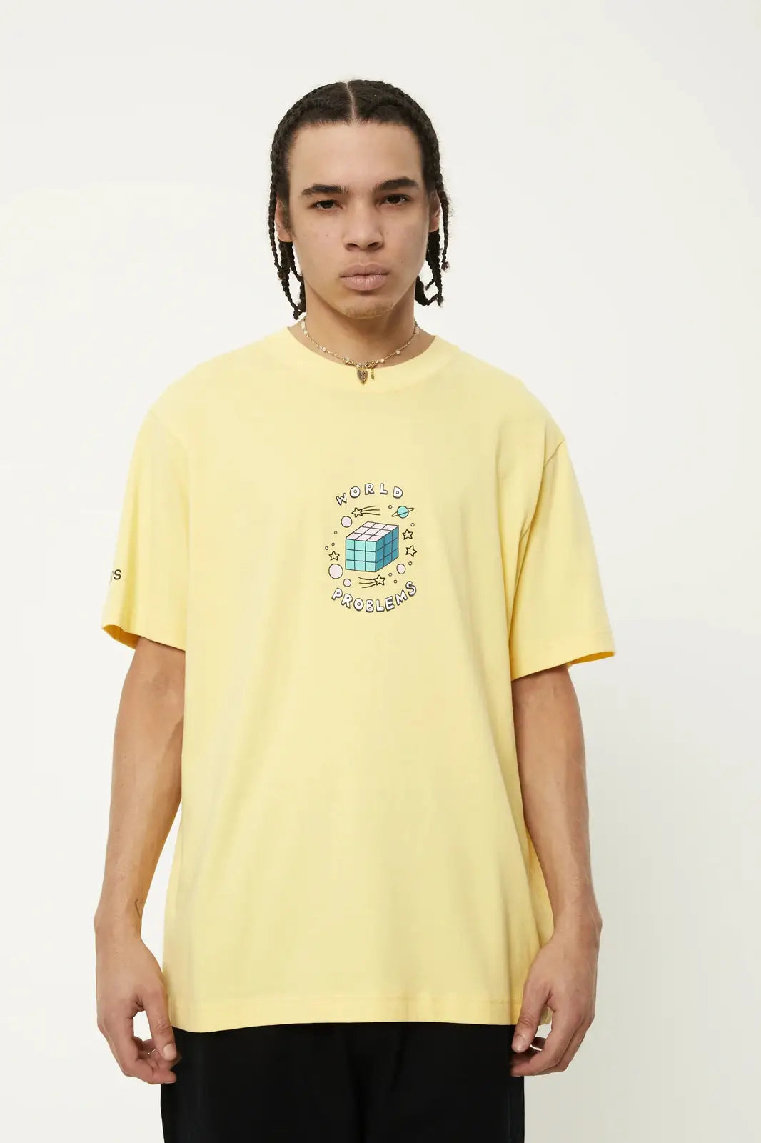 Afends world problems recycled retro graphic tee -butter