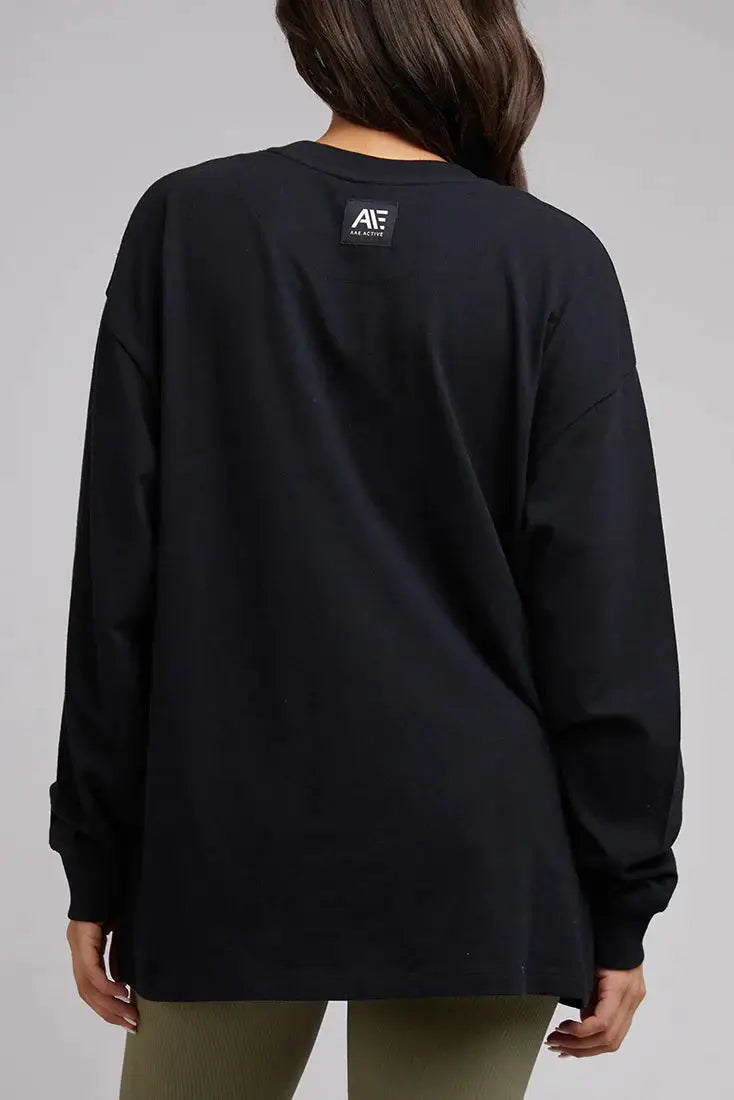 All abou eve active anderson patched ls tee- black