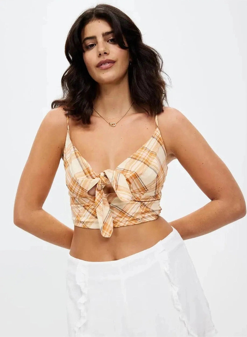 All about eve fern check top- check