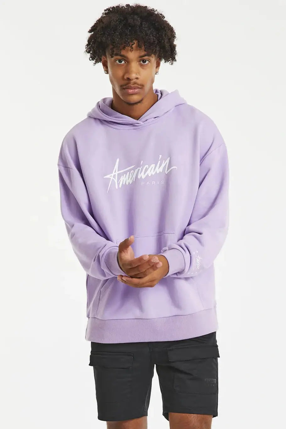 Americain heartless relaxed hooded sweater - lilac